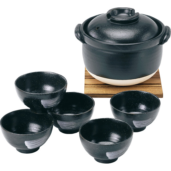 3合ご飯炊き鍋セット(黒)